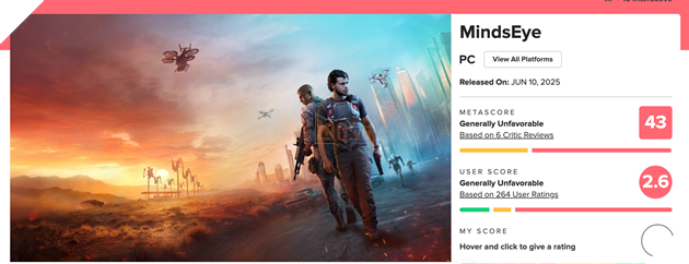 Mindseye trở thành trò chơi tệ nhất năm trên Metacritic