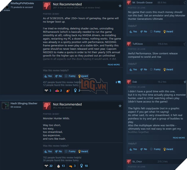 Nhiều đánh giá tiêu cực trên Steam dành cho Monster Hunter Wilds