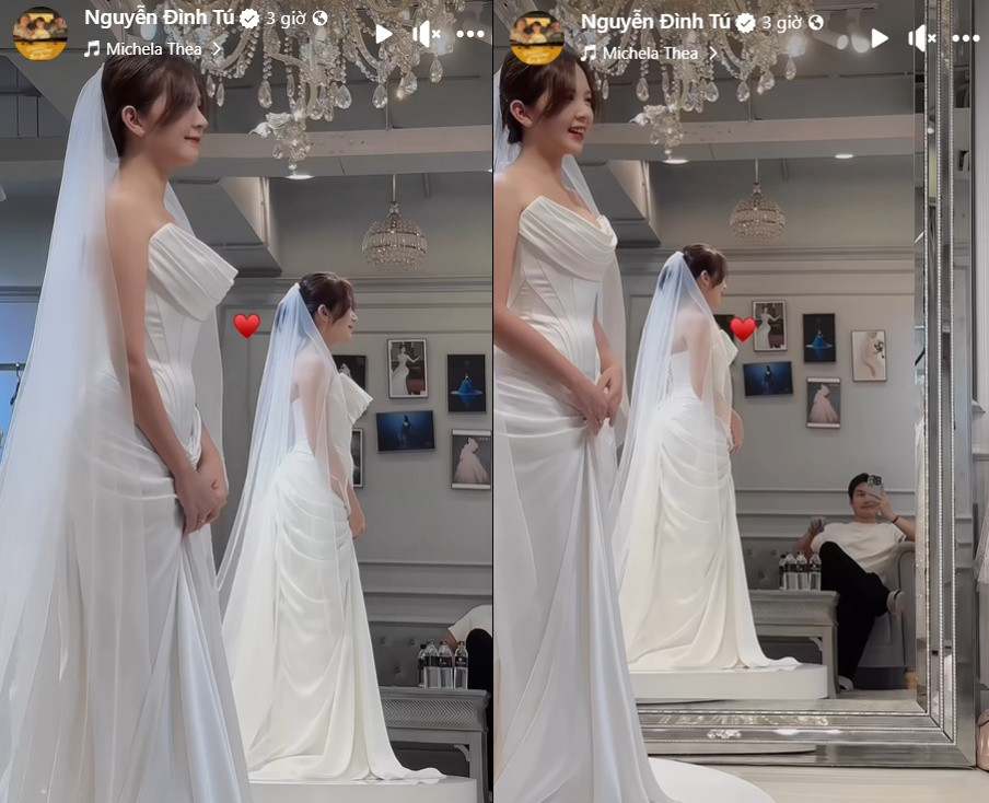 Đình Tú và vợ hot girl đi thử váy cưới, visual cô dâu xinh bất bại!- Ảnh 1.