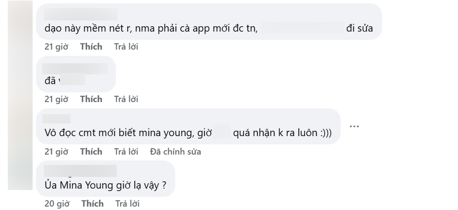 Dân mạng cũng ngỡ ngàng vì nhan sắc của Mina Young hiện tại