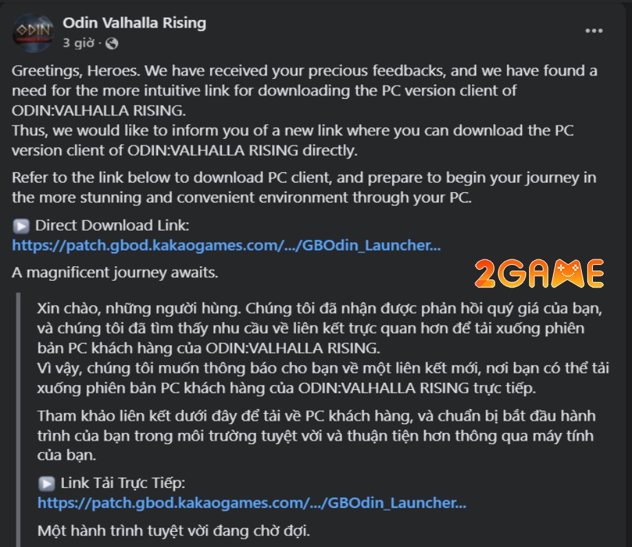 Cách tải game MMORPG Odin: Valhalla Rising PC