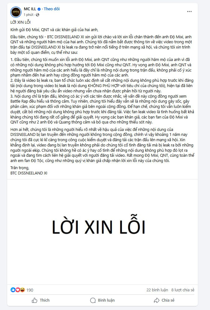 Độ Mixi bất ngờ bị “nhắc tên” nhạy cảm, rapper danh tiếng phải lên tiếng xin lỗi khẩn cấp- Ảnh 3.