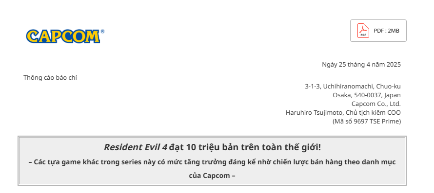 Resident Evil 4 phá kỷ lục doanh thu của Capcom, trở thành tựa game nhanh nhất của IP làm được điều này- Ảnh 1.