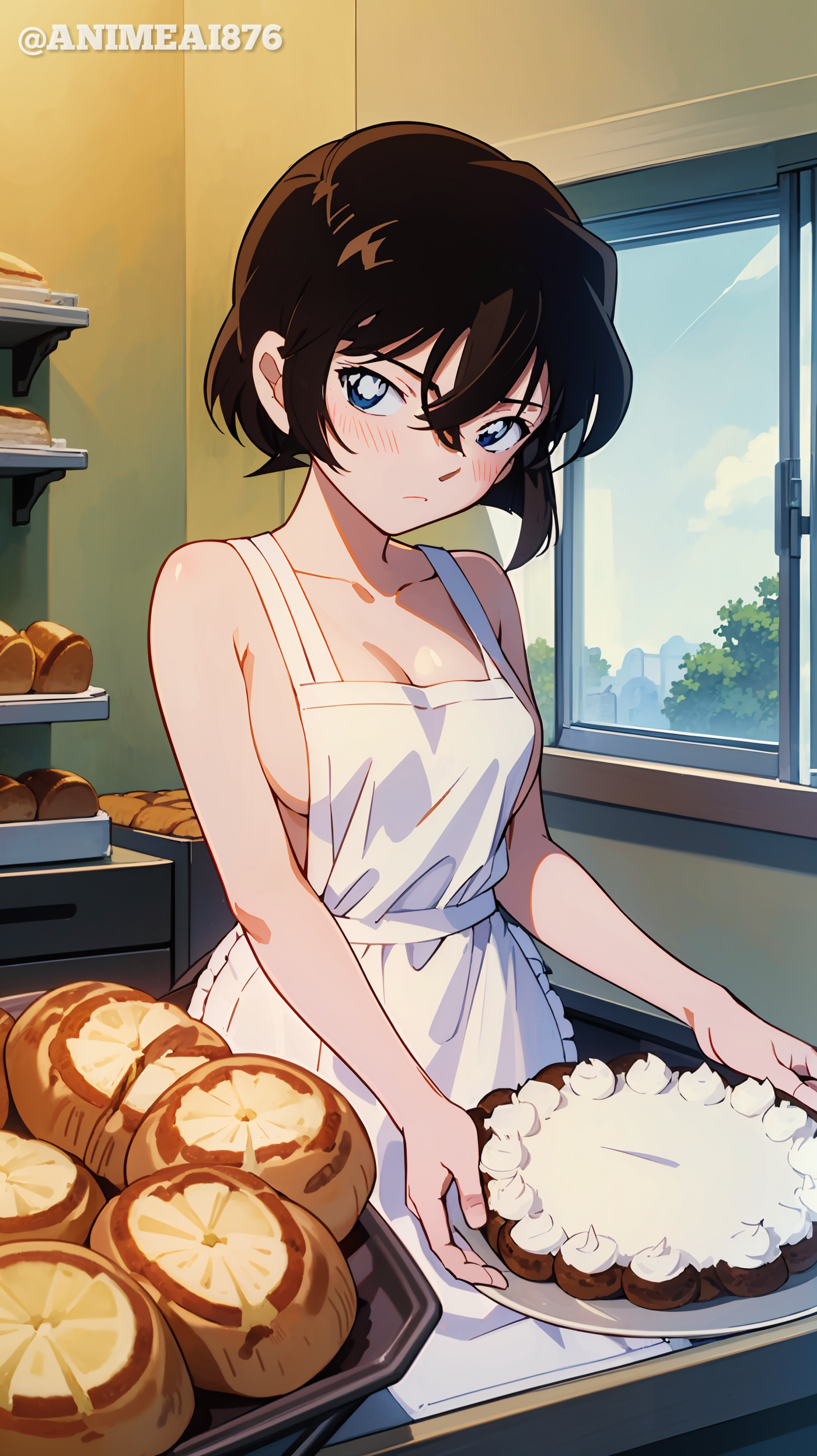 AI hé lộ vẻ đẹp tiềm ẩn của Haibara Ai với chiếc tạp dề đầy quyến rũ- Ảnh 1.