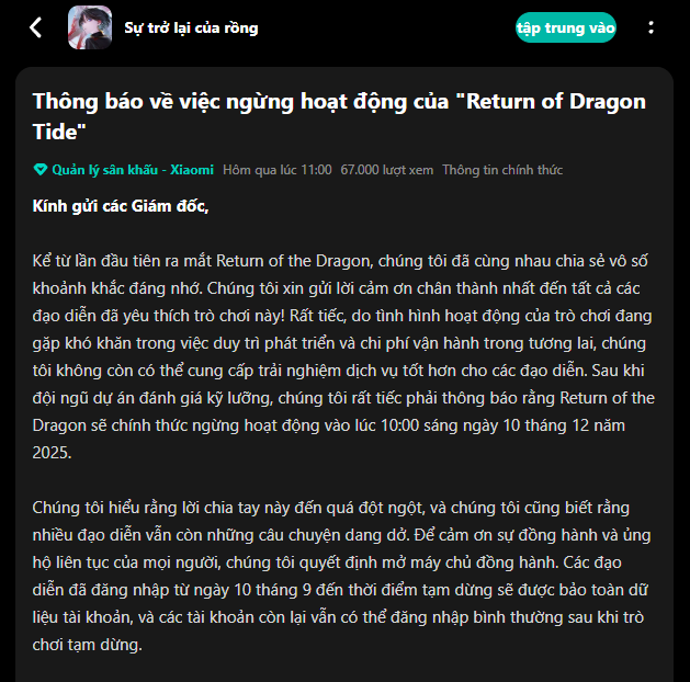 “Kẻ kế thừa bất thành” của Black Myth: Wukong chính thức tuyên bố đóng cửa- Ảnh 4. “Kẻ kế thừa bất thành” của Black Myth: Wukong chính thức tuyên bố đóng cửa- Ảnh 4.