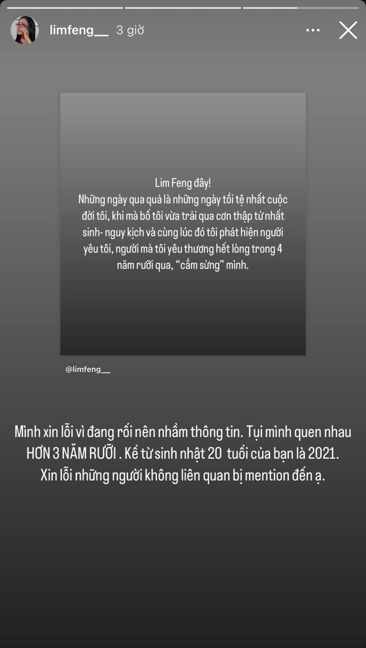 Vừa bóc phốt bạn trai cũ, Lim Feng liền đính chính- Ảnh 1.