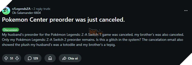 Nhiều Người Đặt Trước Pokemon Legends: Z-A Bất Ngờ Bị Hủy Đơn Không Rõ Nguyên Do 2