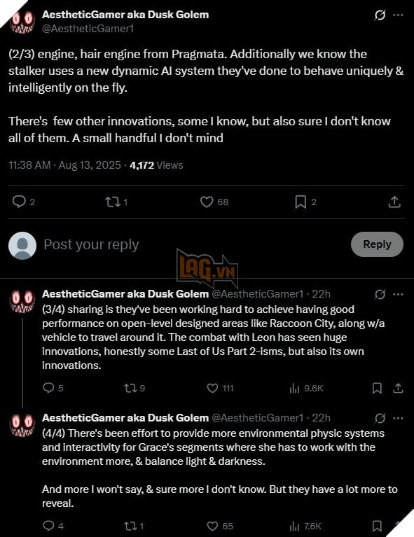 Dusk Golem hé lộ Resident Evil Requiem sẽ có lái xe hơi quanh thành phố