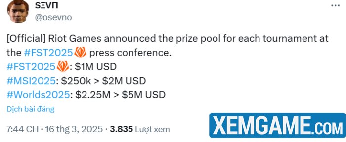 Riot nâng tiền thưởng MSI 2025 lên 8 lần, nói về tầm nhìn 30 năm của Esports LMHT riot tang tien thuong msi cktg 2025