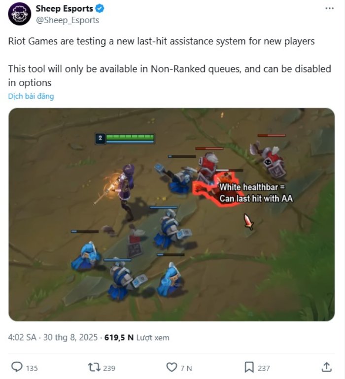 LMHT: Riot Games chuẩn bị thêm cả cơ chế hỗ trợ “last hit” nhằm thu hút người chơi mới riot