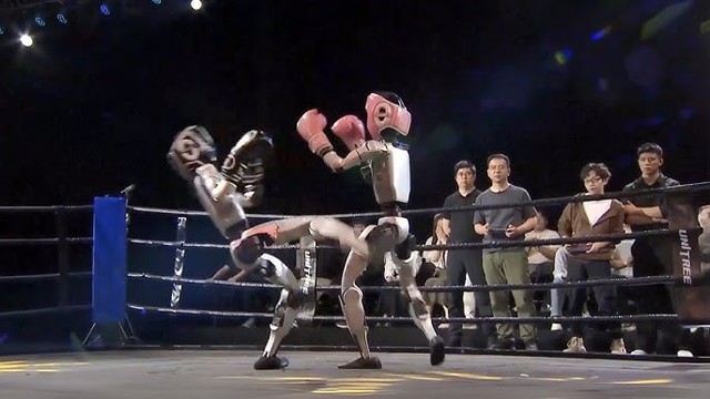 Robot hình người tỉ thí võ đài: Các kỹ thuật phức tạp như đấm móc, đá xoay và tự bật dậy được thực hiện- Ảnh 1. Robot hình người tỉ thí võ đài: Các kỹ thuật phức tạp như đấm móc, đá xoay và tự bật dậy được thực hiện- Ảnh 1.