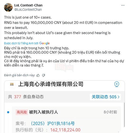 LMHT: Binh đoàn Hoàng Gia RNG đứng trước số nợ lên đến hàng nghìn tỷ đồng