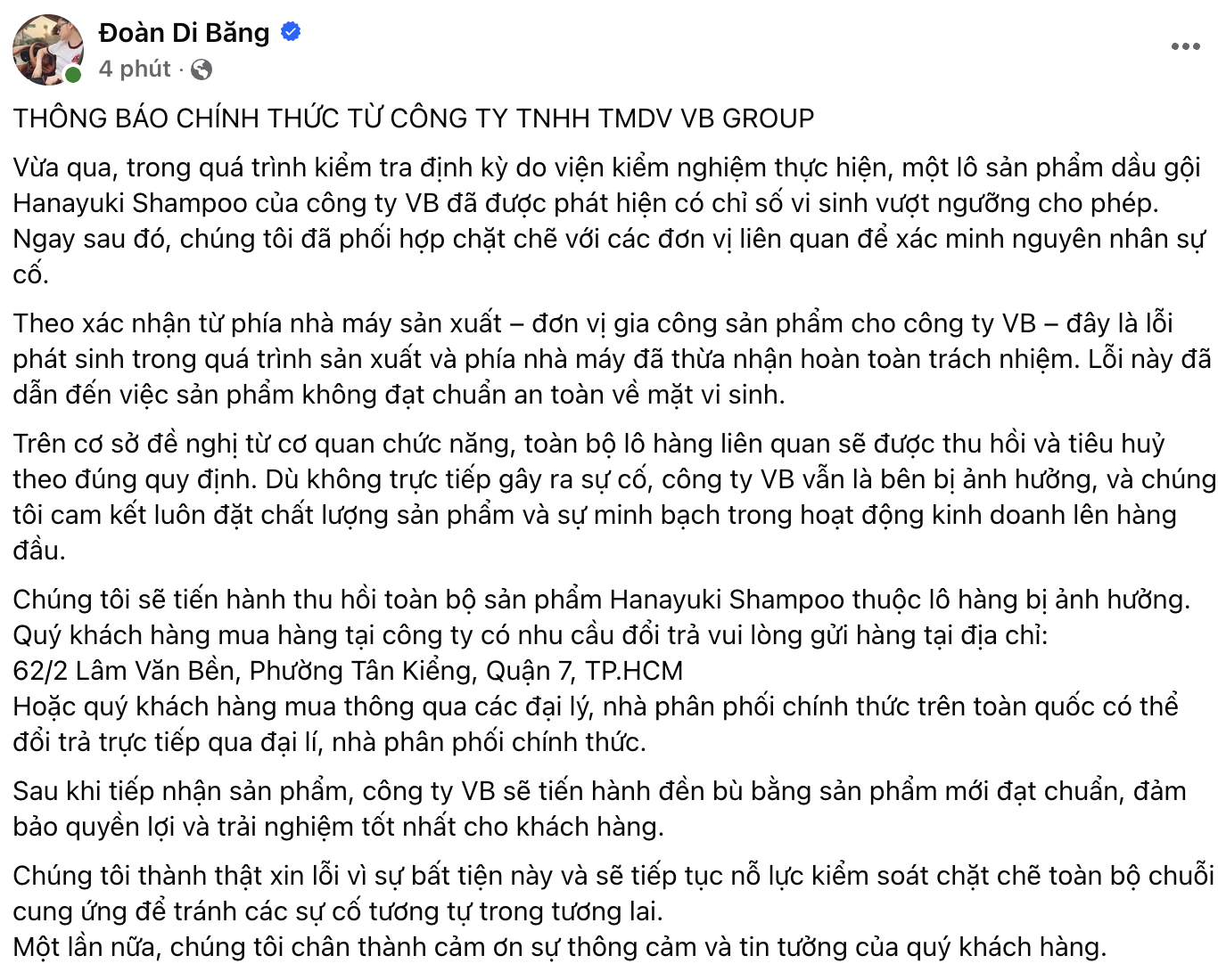 Phản hồi mới nhất của Đoàn Di Băng: