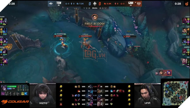 Levi thành công có được mạng đầu tiên sau pha gank đường dưới