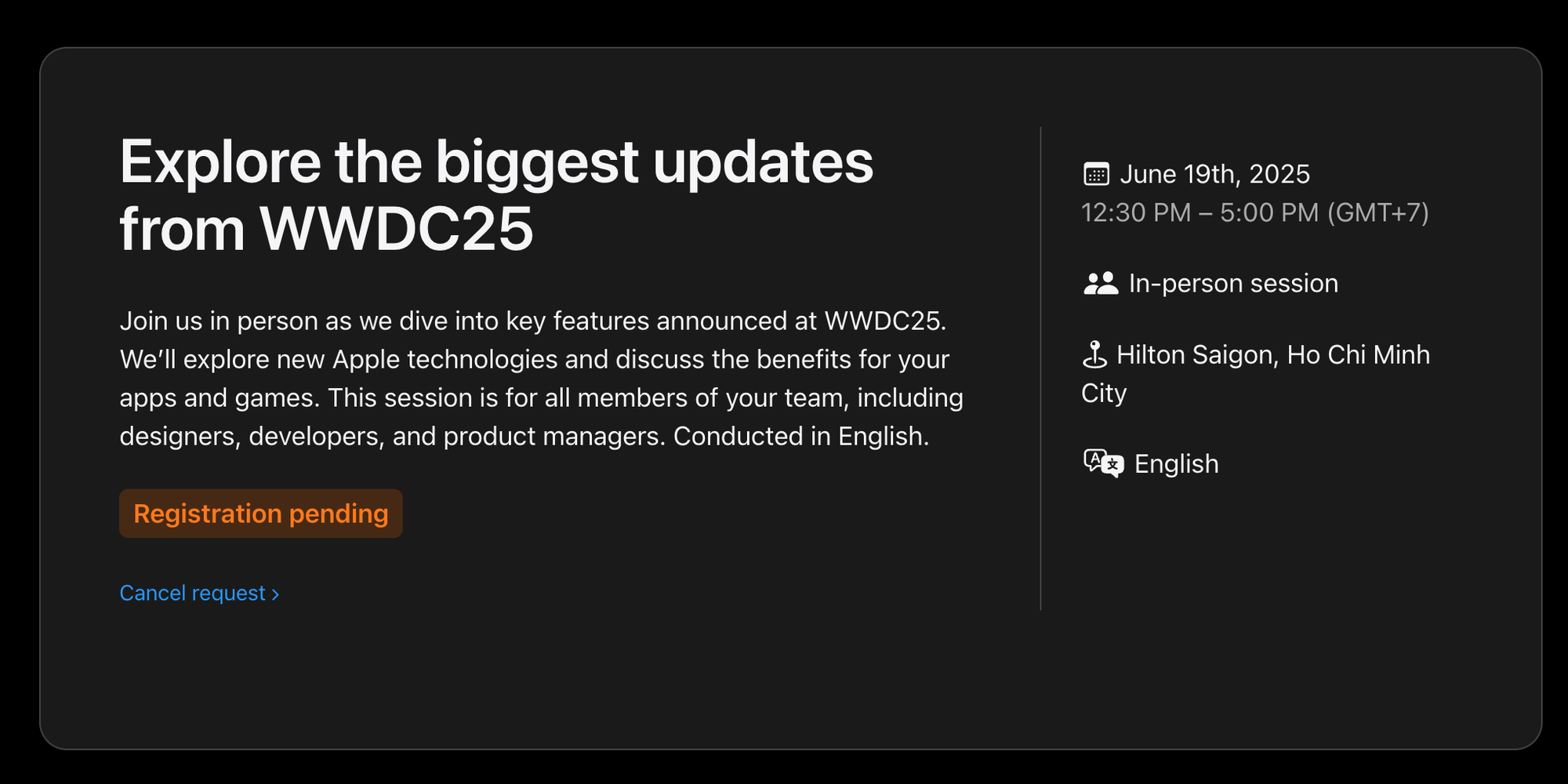 Apple lần đầu tổ chức sự kiện WWDC25 tại Việt Nam ngay trong tuần sau: Đăng ký tham dự tại đây- Ảnh 3. Apple lần đầu tổ chức sự kiện WWDC25 tại Việt Nam ngay trong tuần sau: Đăng ký tham dự tại đây- Ảnh 3.