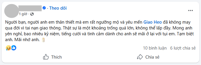 TikToker/ YouTuber Giao Heo đột ngột qua đời ở tuổi 33- Ảnh 3. TikToker/ YouTuber Giao Heo đột ngột qua đời ở tuổi 33- Ảnh 3.