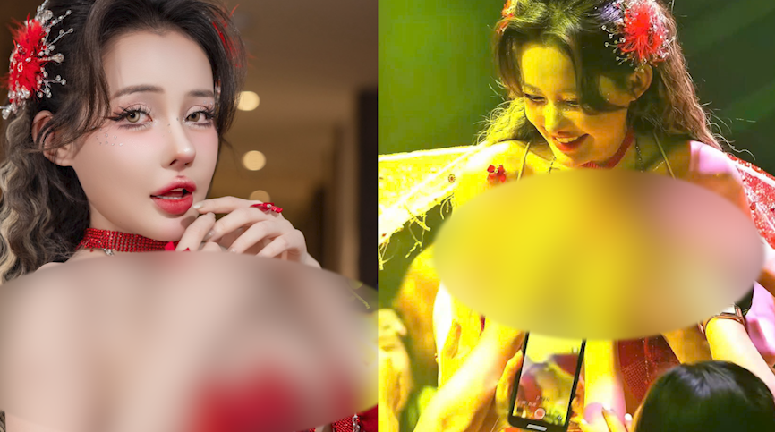 Phản cảm hành động Ngân 98 để loạt khán giả đụng chạm vòng 1 khi đi biểu diễn- Ảnh 2.