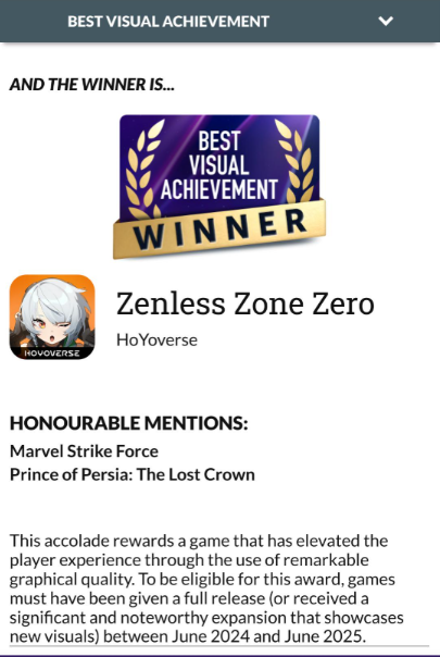 Một game của miHoYo chiến thắng giải thưởng