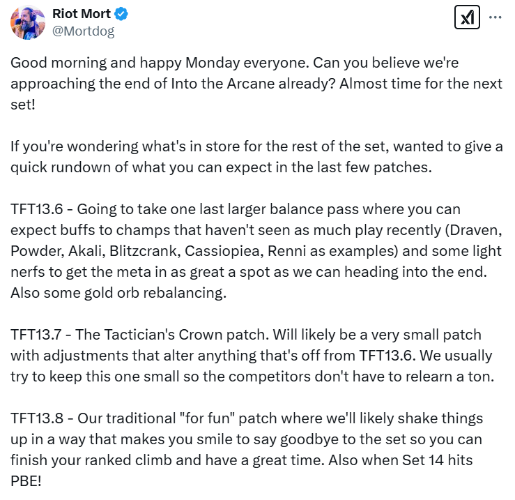 screenshot_1-81 ĐTCL: Mortdog chia sẻ về kế hoạch cho 3 phiên bản cuối cùng của mùa 13, chuẩn bị đón mùa 14 screenshot 1 81