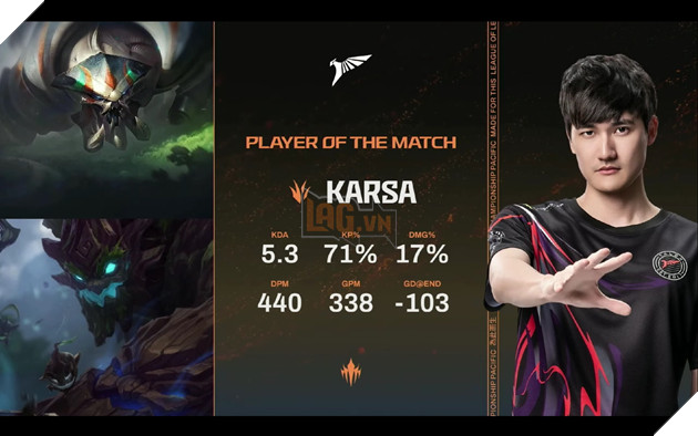 Karsa được vinh danh là người chơi hay nhất cả 2 trận đấu