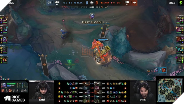 Elio chủ động di chuyển thành công bắt lẻ được Dire khi kết hợp cùng Emo