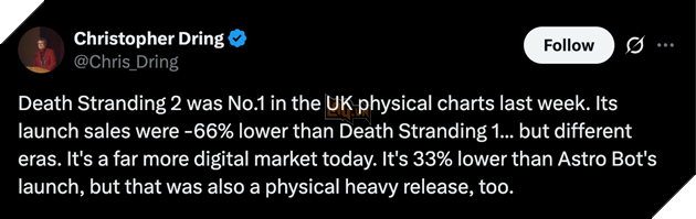 Dù có doanh số tốt, nhưng không thể nào Death Stranding 2 có lượng bán ra bằng phần trước