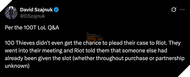 Một người hâm mộ 100 Thieves nói rằng quyết định này được đưa ra khá phũ phàng