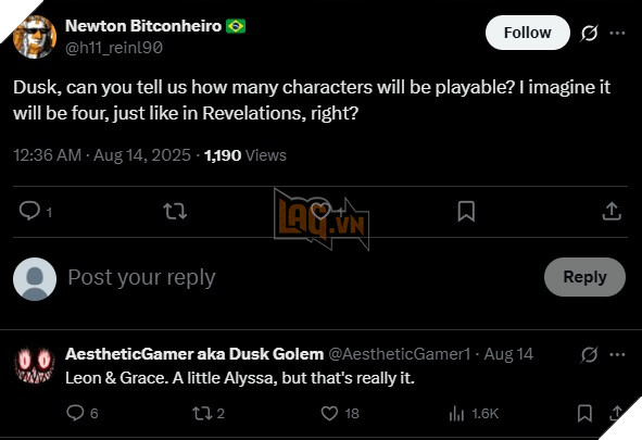 Dusk Golem cho rằng cả Leon, Grace và Alyssa đều có thể điều khiển