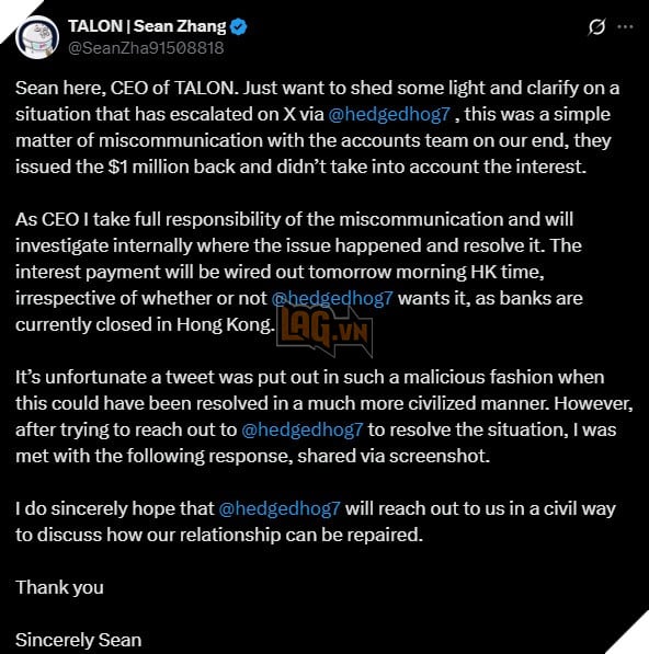 LMHT: CEO Của Talon Esports Bất Ngờ Bị Một Nhà Đầu Tư Tố Cáo Quịt Nợ 5