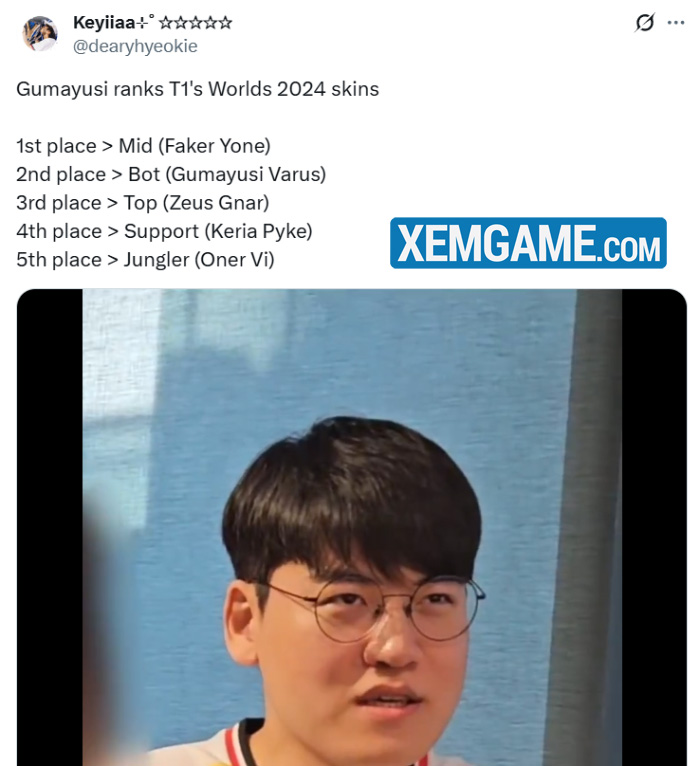 LMHT: 2 tuyển thủ của T1 xếp hạng skin CKTG 2024, đồng loạt vote cho skin Faker đứng đầu screenshot 4 10