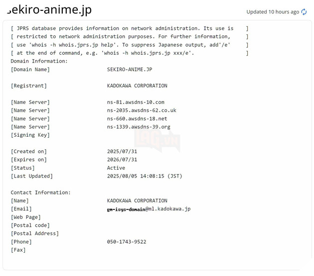 Sekiro: Shadows Die Twice Rat Co Kha Nang Duoc Chuyen The Thanh Anime 2 Xuất hiện tên miền Sekiro-Anime bất ngờ được đăng ký