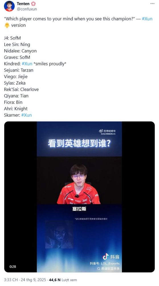 Xun không ngần ngại nhắc đến SofM với Jarvan IV và Graves