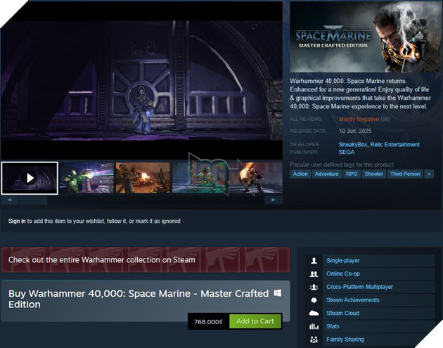 Nha Phat Trien Space Marine Master Crafted Edition San Sang Hoan Tien Cho Nguoi Choi Space Marine 40K: Space Marine - Master Crafted Edition bị chỉ trích nặng nề