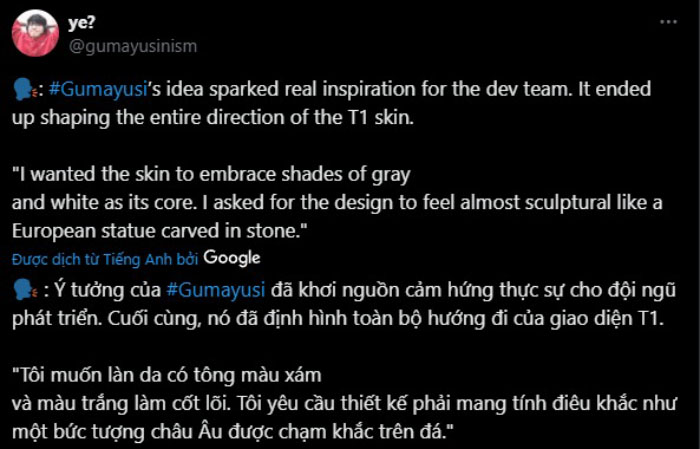 LMHT: Là Xạ Thủ đa năng, Gumayusi kiêm thêm ý tưởng thiết kế chính cho skin T1 2024 t1 gumayusi 3