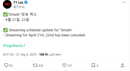 Thông báo của T1 là bằng chứng cho thấy 2 Xạ Thủ đều là Thông báo của T1 là bằng chứng cho thấy 2 Xạ Thủ đều là