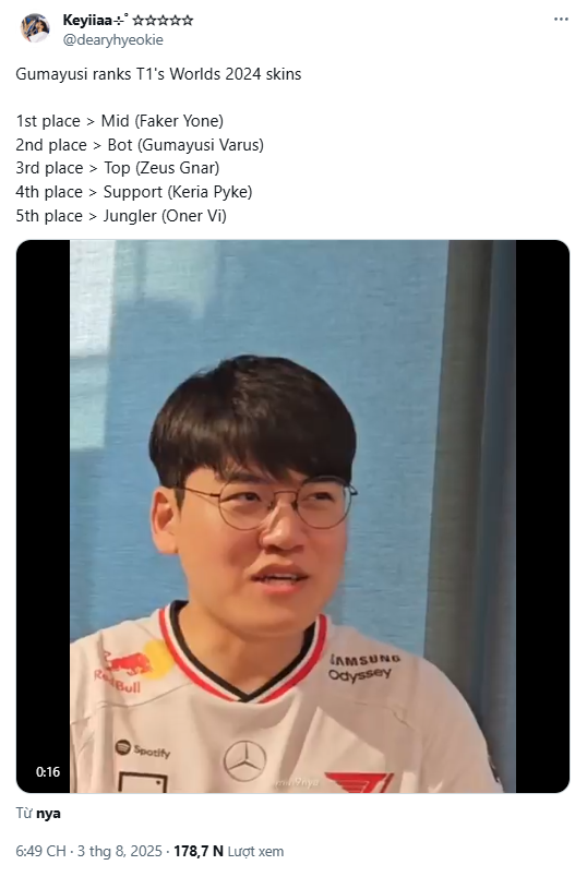 Gumayusi chia sẻ về skin CKTG T1 nhưng làm dấy lên thắc mắc mới- Ảnh 2.