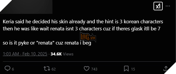 LMHT: Keria goi y vi tuong ma anh se chon lam trang phuc CKTG 2024 ngay tren stream 2 LMHT: Keria gợi ý vị tướng mà anh sẽ chọn làm trang phục CKTG 2024 ngay trên stream