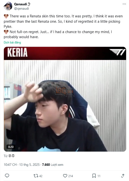 LMHT: Keria bất ngờ thể hiện sự tiếc nuối cho lựa chọn skin CKTG của mình