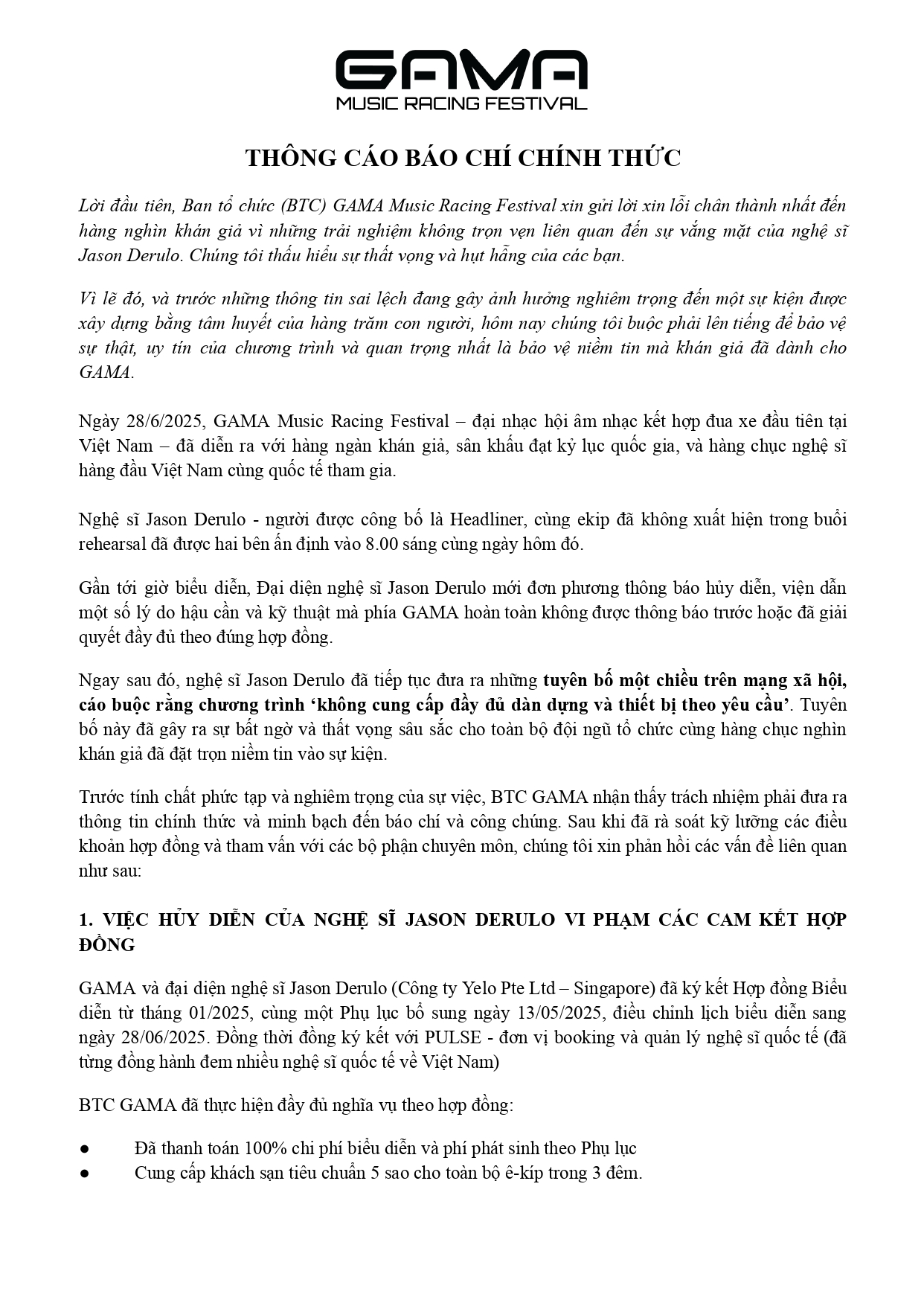 BTC Việt Nam tố ngược vụ siêu sao Jason Derulo hủy show: BTC Việt Nam tố ngược vụ siêu sao Jason Derulo hủy show: