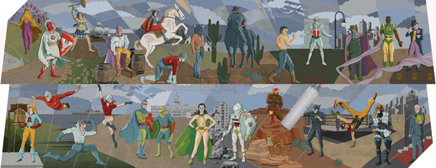Hình ảnh bức tường các siêu anh hùng cổ điển trong DC Comics