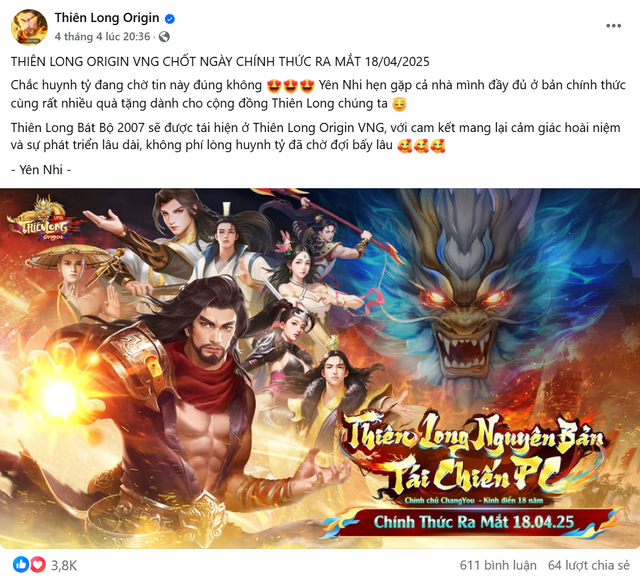 Tựa game Thiên Long Bát Bộ kinh điển của 8x 9x thông báo ngày ra mắt chính thức, cộng đồng chung một thắc mắc- Ảnh 1. Tựa game Thiên Long Bát Bộ kinh điển của 8x 9x thông báo ngày ra mắt chính thức, cộng đồng chung một thắc mắc- Ảnh 1.