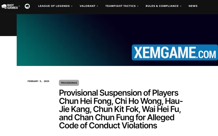 LMHT: Riot đình chỉ 6 tuyển thủ APAC vì nghi ngờ dính líu đến dàn xếp tỉ số thong bao xu phat apac