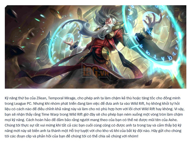 Zilean được ra mắt trong Liên Minh Tốc Chiến như một cơn ác mộng dành cho game thủ
