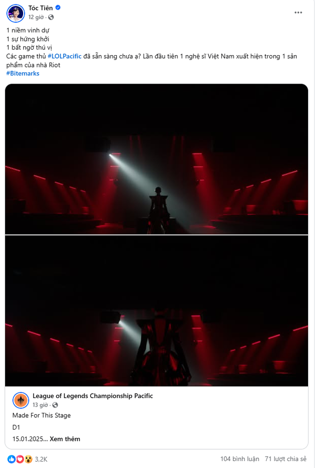 Bài đăng cũng được nữ ca sĩ chia sẻ lại Bài đăng cũng được nữ ca sĩ chia sẻ lại