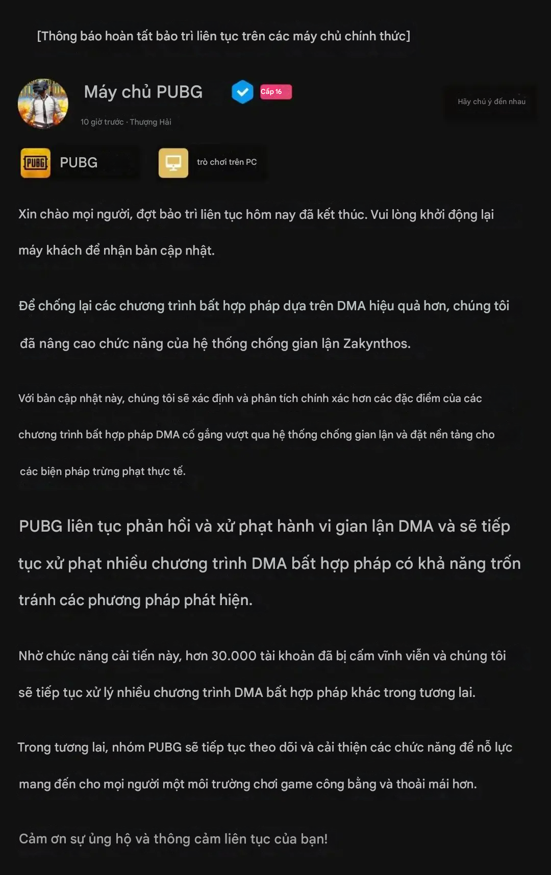 Trấn áp vấn nạn hack game, PUBG