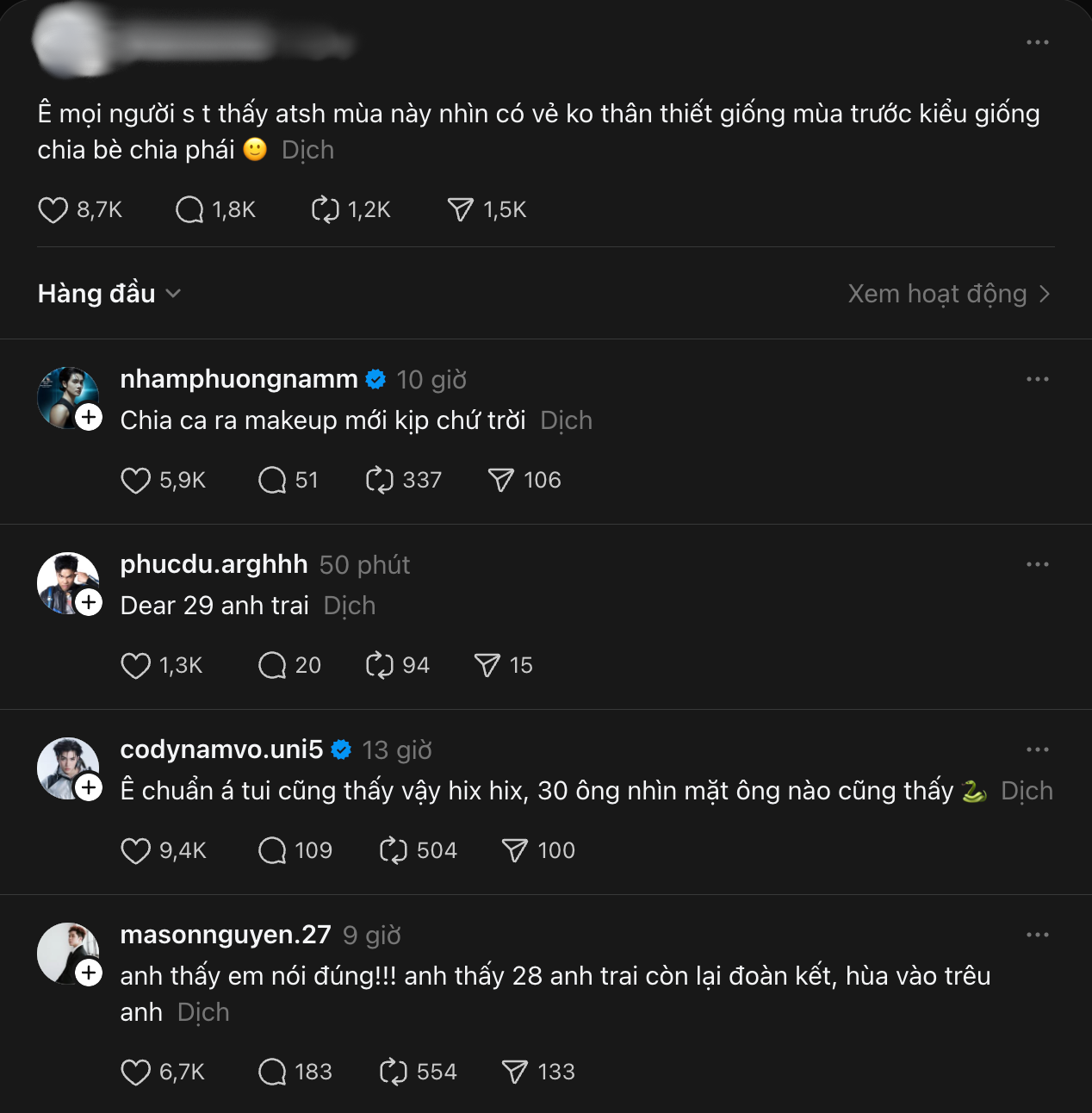 Các Anh Trai đang làm loạn MXH Threads: Cư dân mạng hoài nghi chia bè kết phái, bằng mặt không bằng lòng?- Ảnh 2. Các Anh Trai đang làm loạn MXH Threads: Cư dân mạng hoài nghi chia bè kết phái, bằng mặt không bằng lòng?- Ảnh 2.