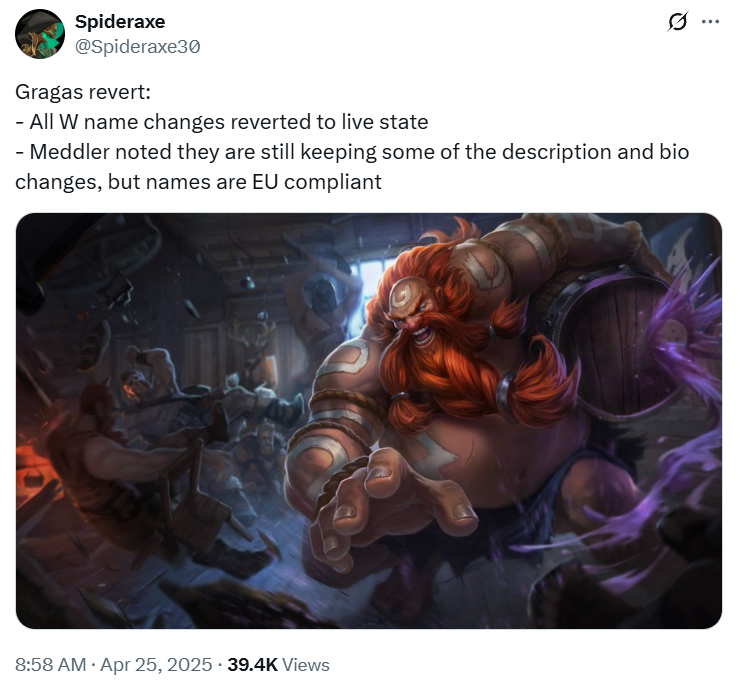 LMHT: Bi hài chuyện tên kỹ năng của Gragas bị đổi đi đổi lại vì luật w2vkop1y screenshot 4