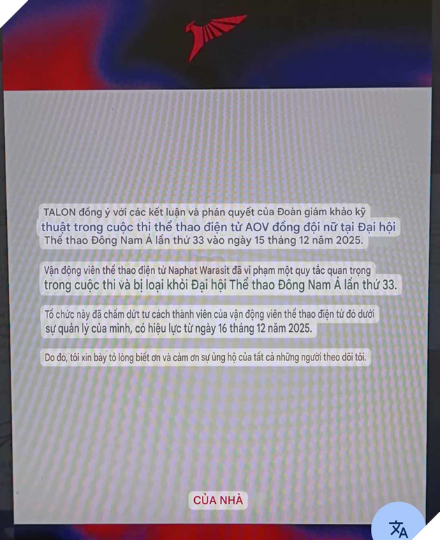 SEA Games 33: Nữ VĐV Liên Quân Mobile Thái Lan Gian Lận Ngay Trong Thi Đấu, Nhờ Người Đánh Hộ Vẫn Thua Việt Nam 5