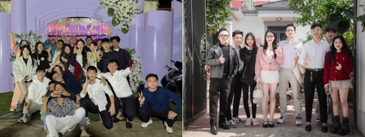 Từng nhóm khách chụp ảnh kỷ niệm trong đám cưới của Hương Giang 