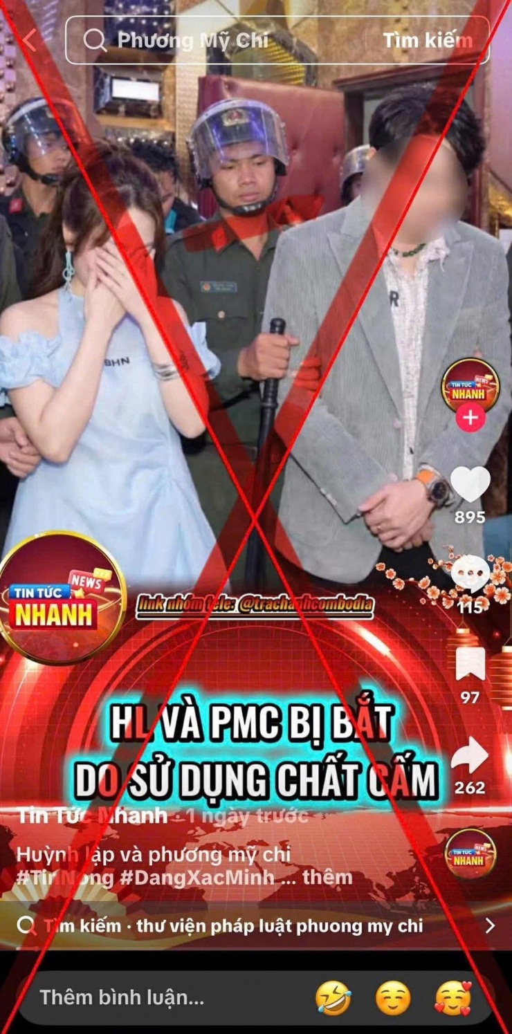 Video sai sự thật về Phương Mỹ Chi, Huỳnh Lập được lan truyền trên TikTok.